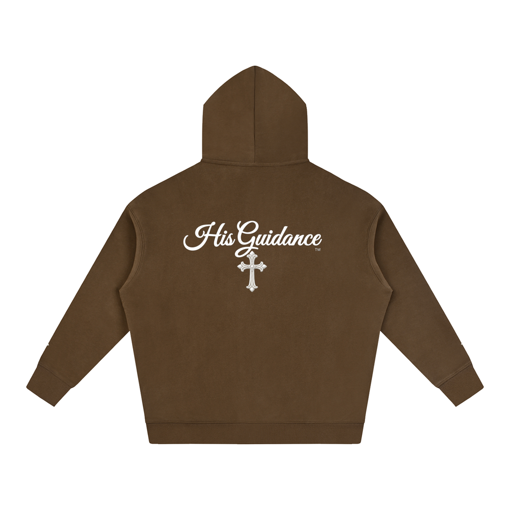 "His Guidance" Oversize Fleeced Hoodie (cross on sleeves)