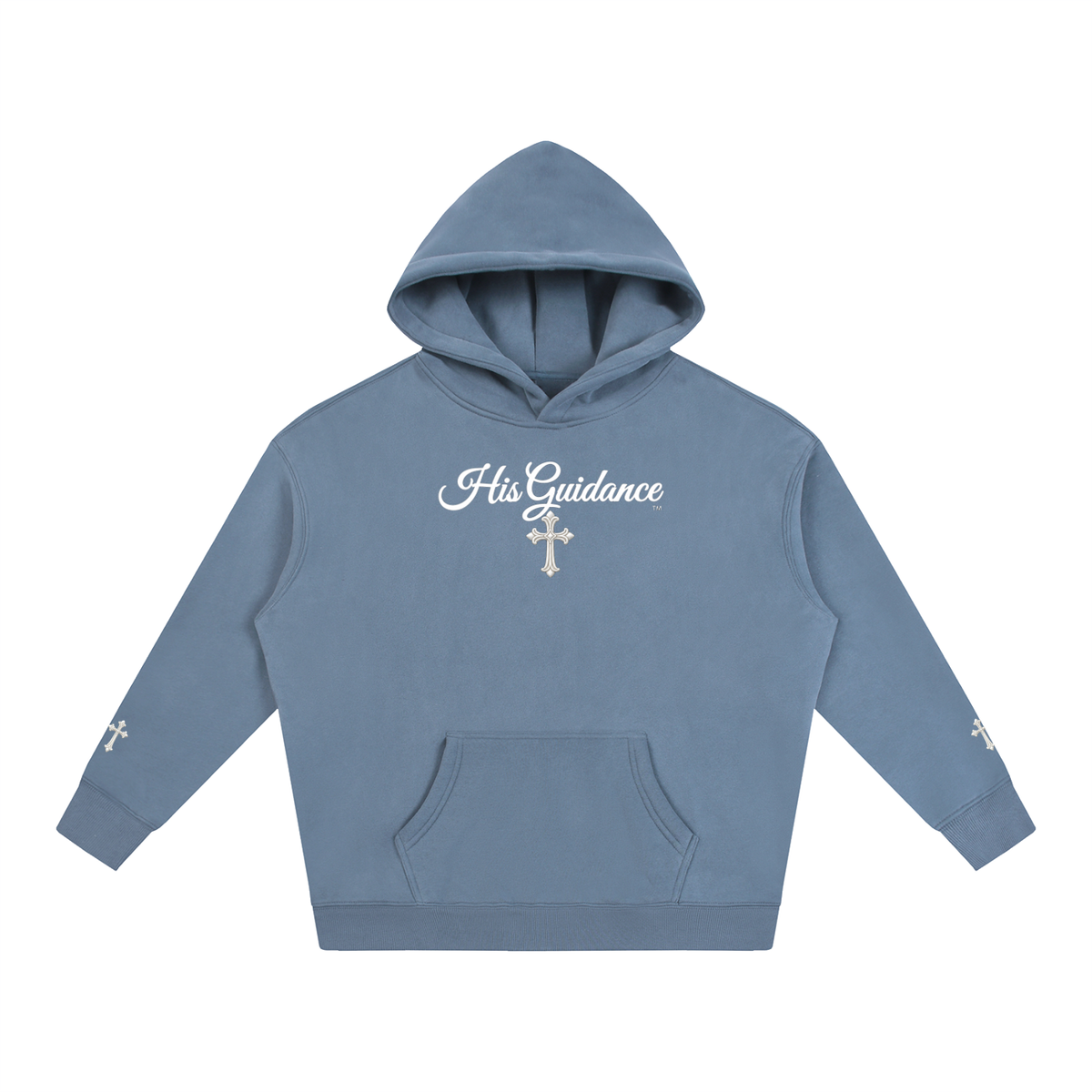 "His Guidance" Oversize Fleeced Hoodie (cross on sleeves)